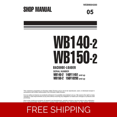 KOMATSU WB140-2, WB150-2 ITALY BACKHOE LOADER WORKSHOP MANUAL KOMATSU WB140-2, WB150-2 ITALY BACKHOE LOADER WORKSHOP MANUAL